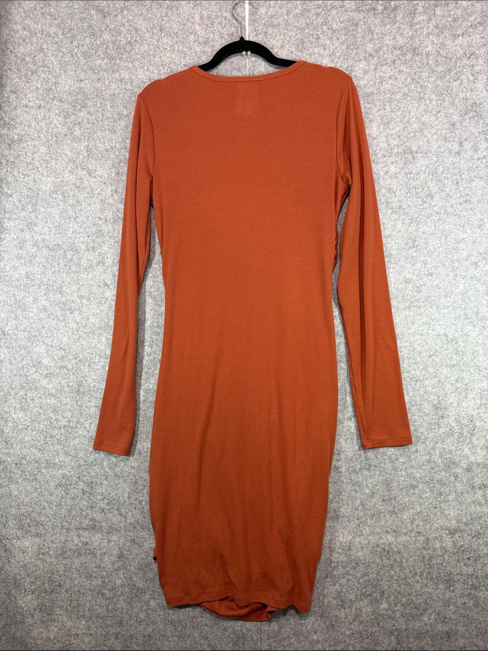 Ampersand Ave Midi Dress - Womens M - Rust Orange Long Sleeve Ruched Flattering - Picture 5 of 7